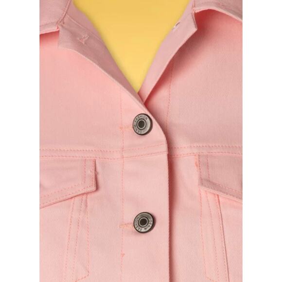 Unique Vintage Grease Pink Ladies Denim Crop Jacket Coat 4X 22 24 NWT - Picture 3 of 6